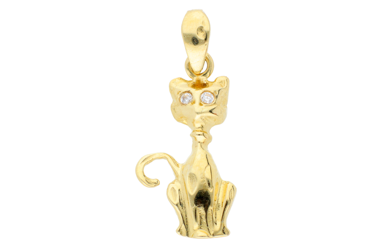Bijuterii aur - Pandantive dama din aur 14K galben pisicuta