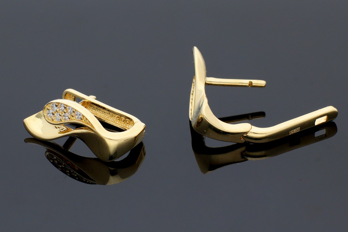 Bijuterii din aur - Cercei tortite dama din aur 14K galben model pe ureche