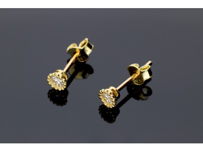 Bijuterii aur - Cercei cu surub aur 14K cristale zirconia alb