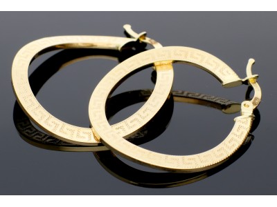 Bijuterii aur - Cercei rotunzi din aur 14K galben model grecesc