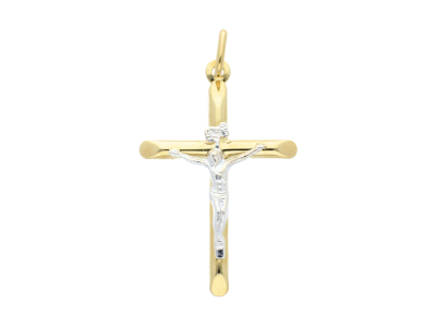 Bijuterii aur - Cruciulita cu mantuitorul Iisus - autentic din aur 14K, culoare aur galben