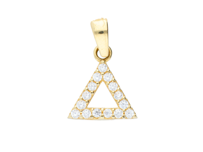 Bijuterii aur - Medalioane dama din aur 14K galben triunghi zirconii