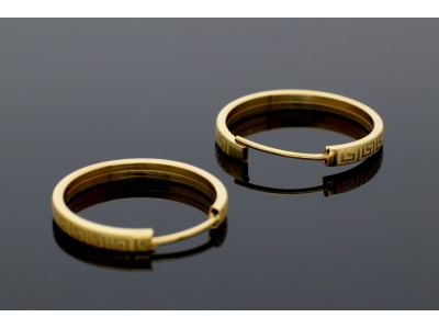 Bijuterii aur online - Cercei rotunzi aur 14K galben model grecesc