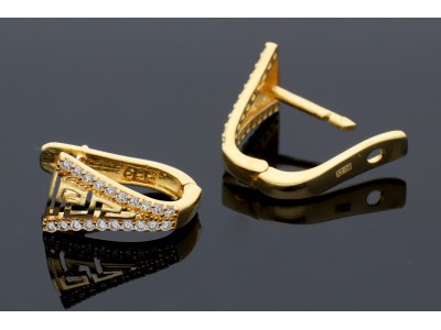 Bijuterii aur online - Cercei tortite dama aur 14K galben model grecesc