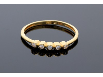 Bijuterii aur online - Inel dama minimalist din aur 14K galben cristale zirconia