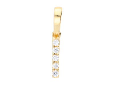 Bijuterii aur online - Medalioane dama din aur 14K galben litera i cristale zirconia albe
