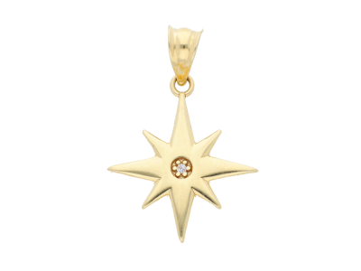 Bijuterii aur - pandantive aur steaua nordului  - autentic din aur 14K, culoare aur galben