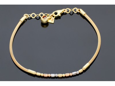 Bratara aur dama minimalist  - aur autentic 14K, culoare aur galben, alb si roz