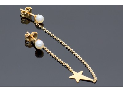 Cercei cu surub din aur 14K galben model perla pentru helix - Colectia SPECIAL