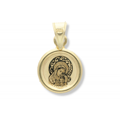 Iconita Fecioara Maria si Pruncul aur galben 14K