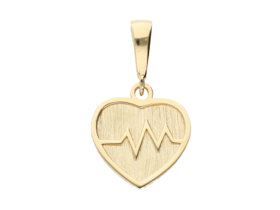 Pandantive de aur pentru femei inimioara puls personalizata prin gravura- aur pur 14K, culoare aur galben