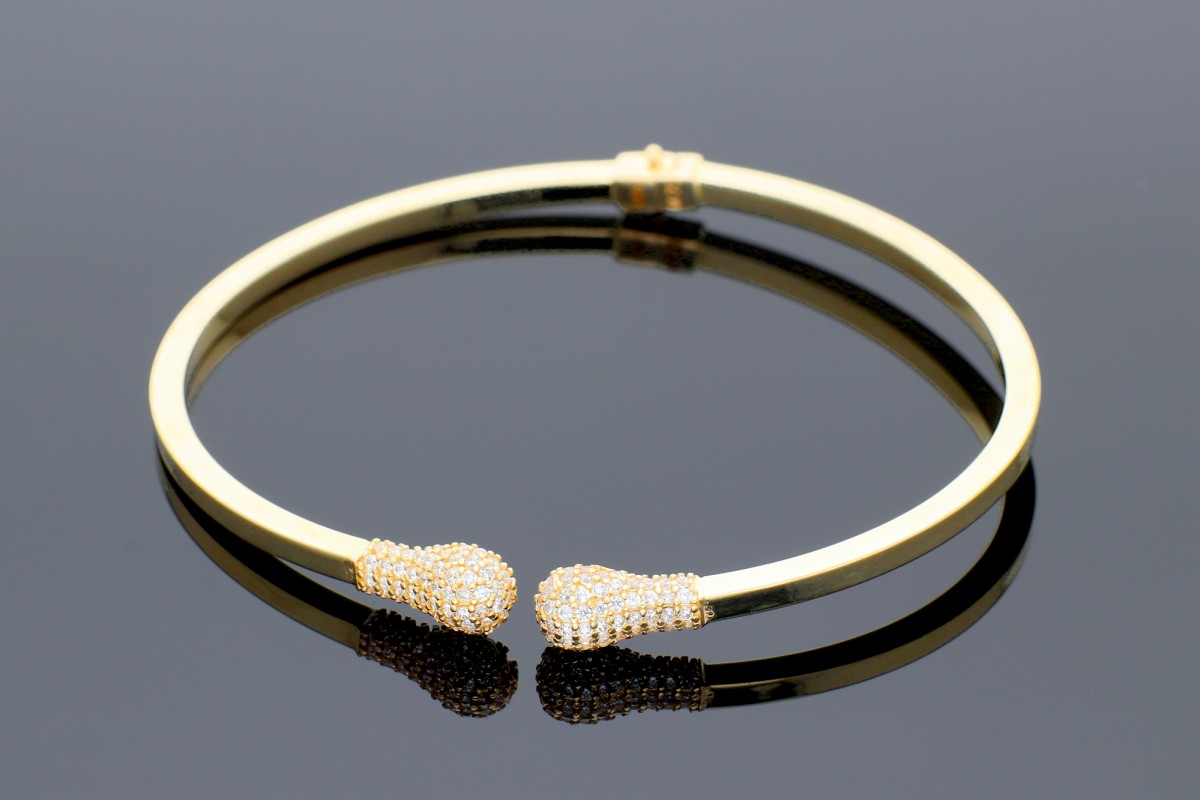 Bijuterii aur online - Bratara fixa aur 14K galben cristale zirconia