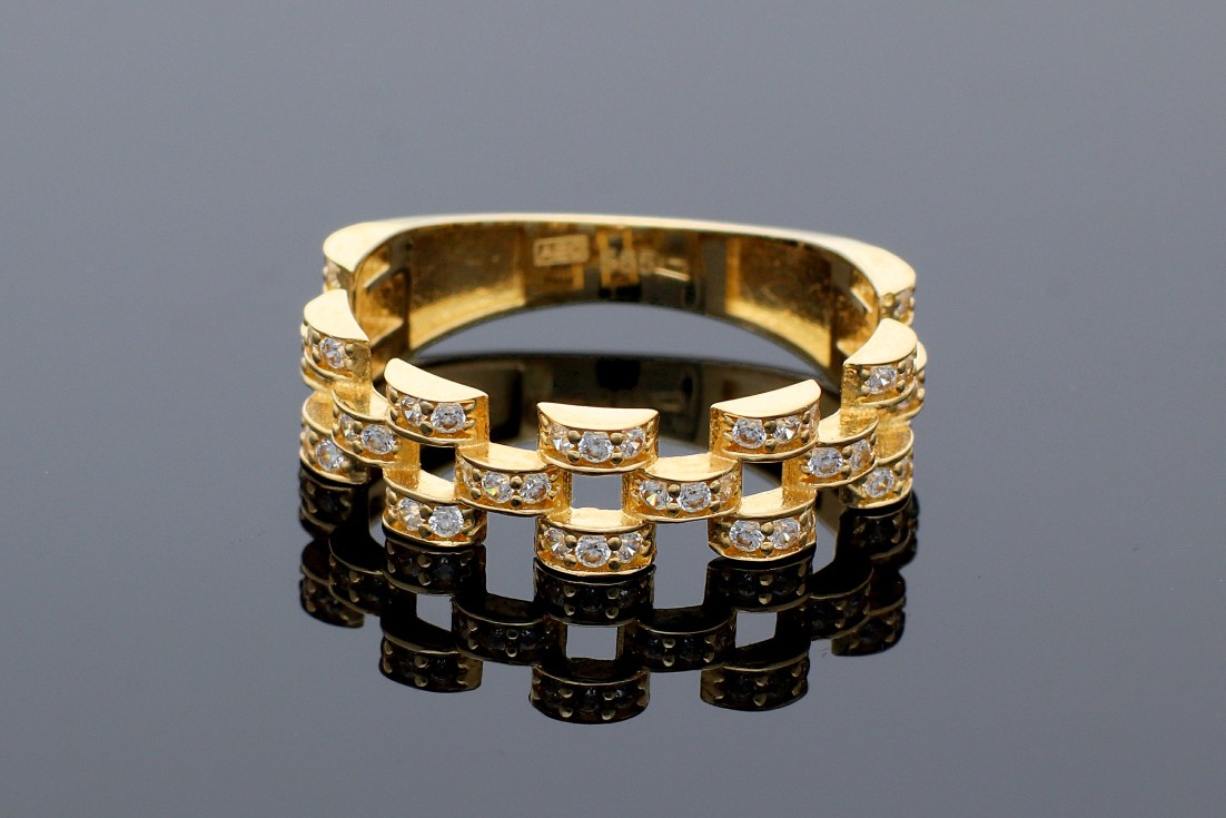 Bijuterii din aur - Inel din aur 14K galben tip curea ceas