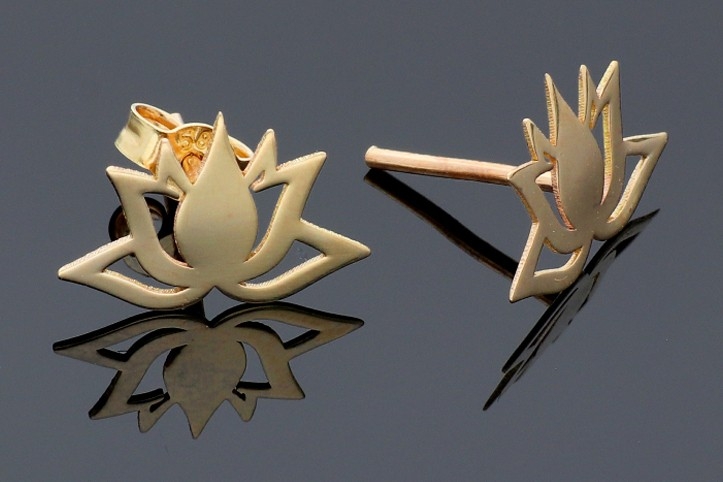 Cercei cu surub aur 14K model lotus