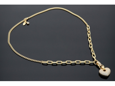 Bijuterii aur 14K - Lant cu inimioara cristale zirconia albe - model contemporan colectia UNIQUE