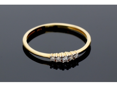 Bijuterii aur - Inel din aur 14K galben minimalist 5 cristale zirconia