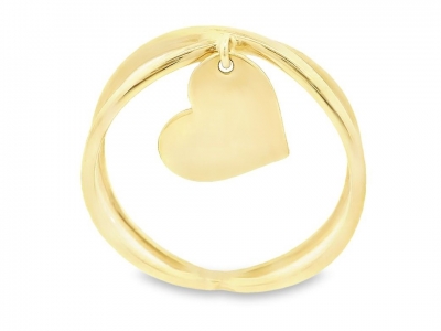 Bijuterii aur - inele cu charmuri inimioara personalizata cu gravura  - autentic din aur 14K, culoare aur galben