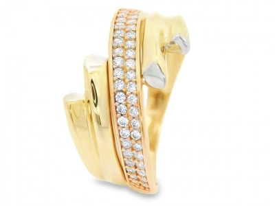 Bijuterii aur - inele de aur cu pietre - autentic din aur 14K, culoare aur galben si roz