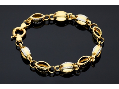 Bijuterii aur online - Bratara barbateasca din aur 14K galben si alb