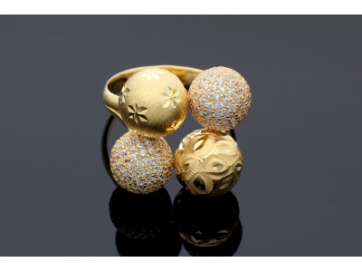 Bijuterii aur online - Inele aur 14K galben model 4 bile cristale zirconia albe