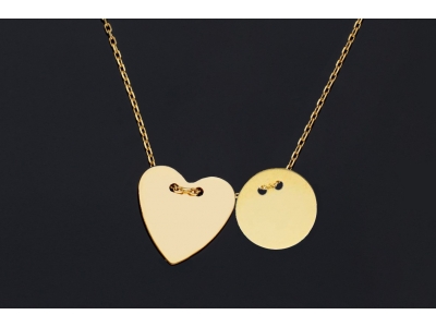 Bijuterii aur online - Lantisoare cu pandantiv dama din aur 14K  banut si inimioara