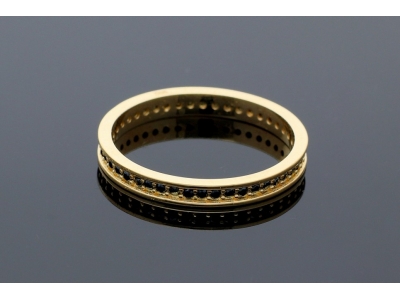Inel dama aur 14K galben tip verigheta cristale zirconia negre 2,2mm